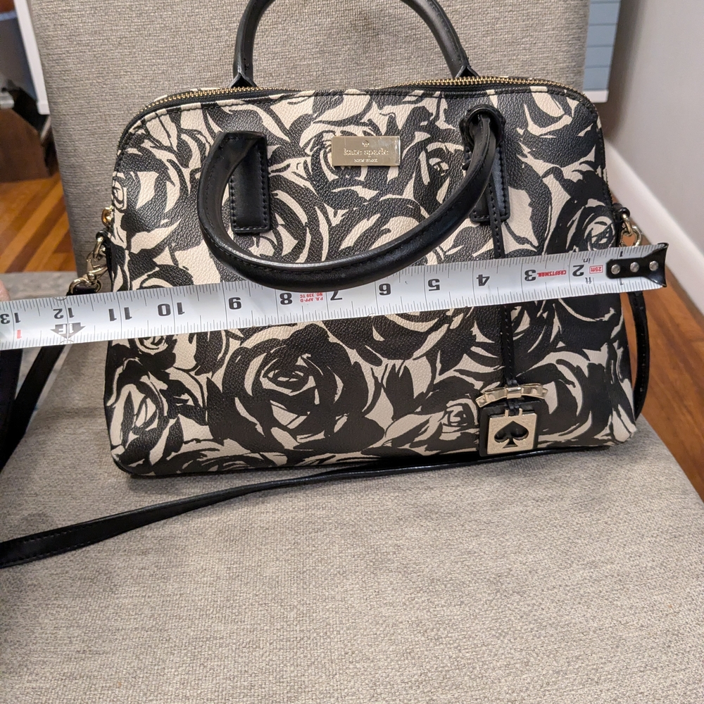 Kate Spade Black and Cream Rose Satchel - Picture 3 of 7